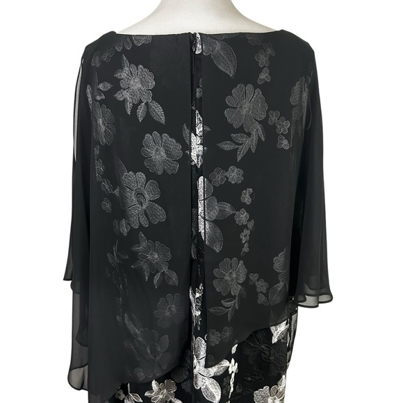 CONNECTED New Cocktail DRESS 24W Plus Black Lace Floral Sheer Embroidered Witchy - Picture 13 of 16